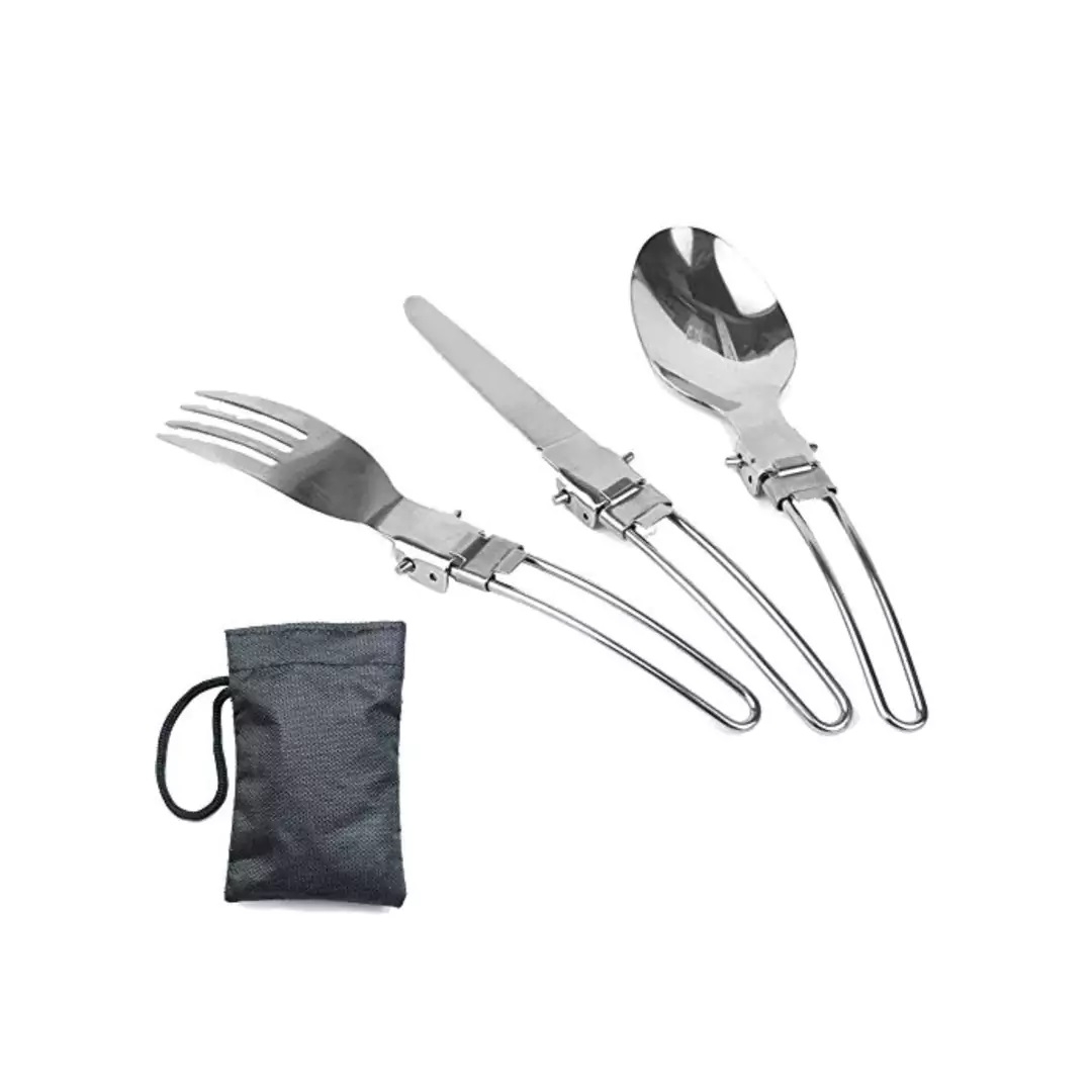 ست 3 تکه قاشق چنگال و کارد استیل تاشو
