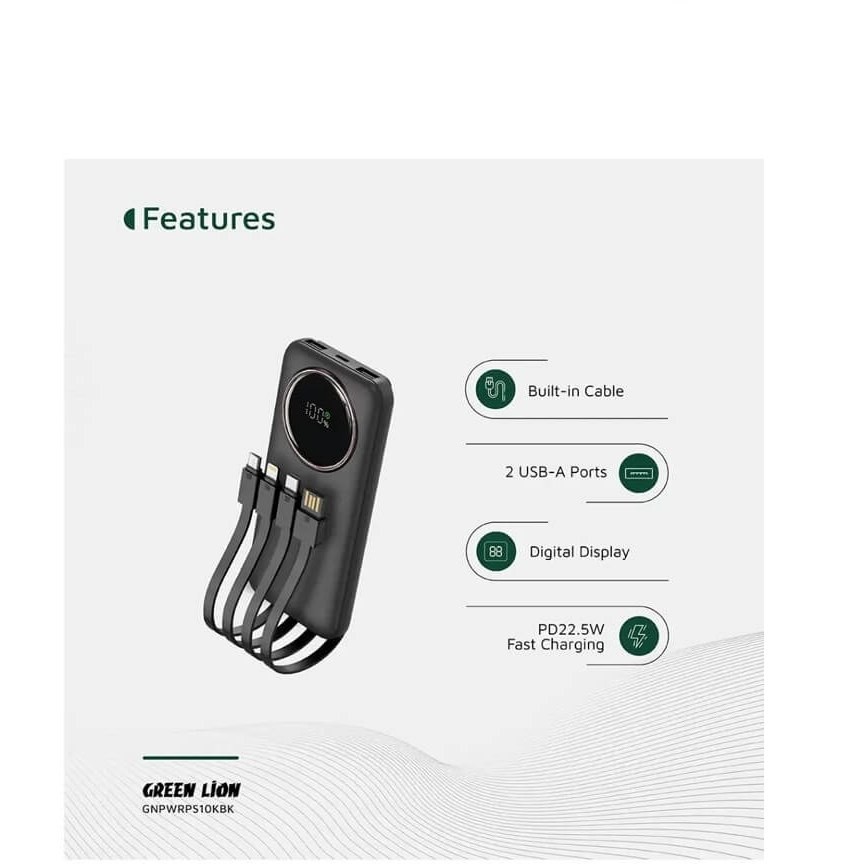 پاور بانک گرین مدل Power Pulse ظرفیت ۱۰ هزار میلی آمپر ساعت