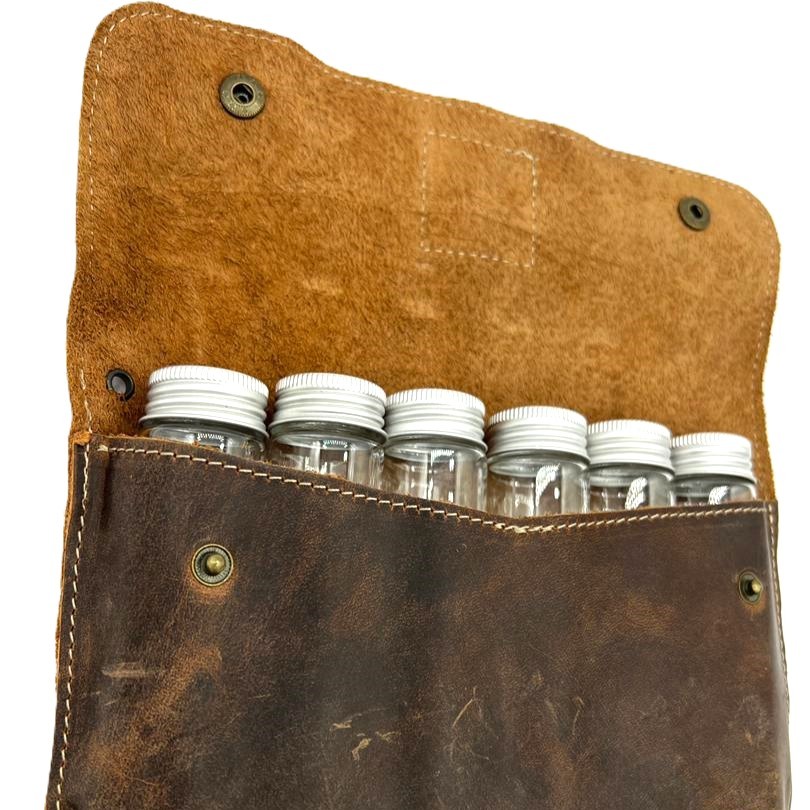 جا ادویه چرمی ۶ عددی بزرگ