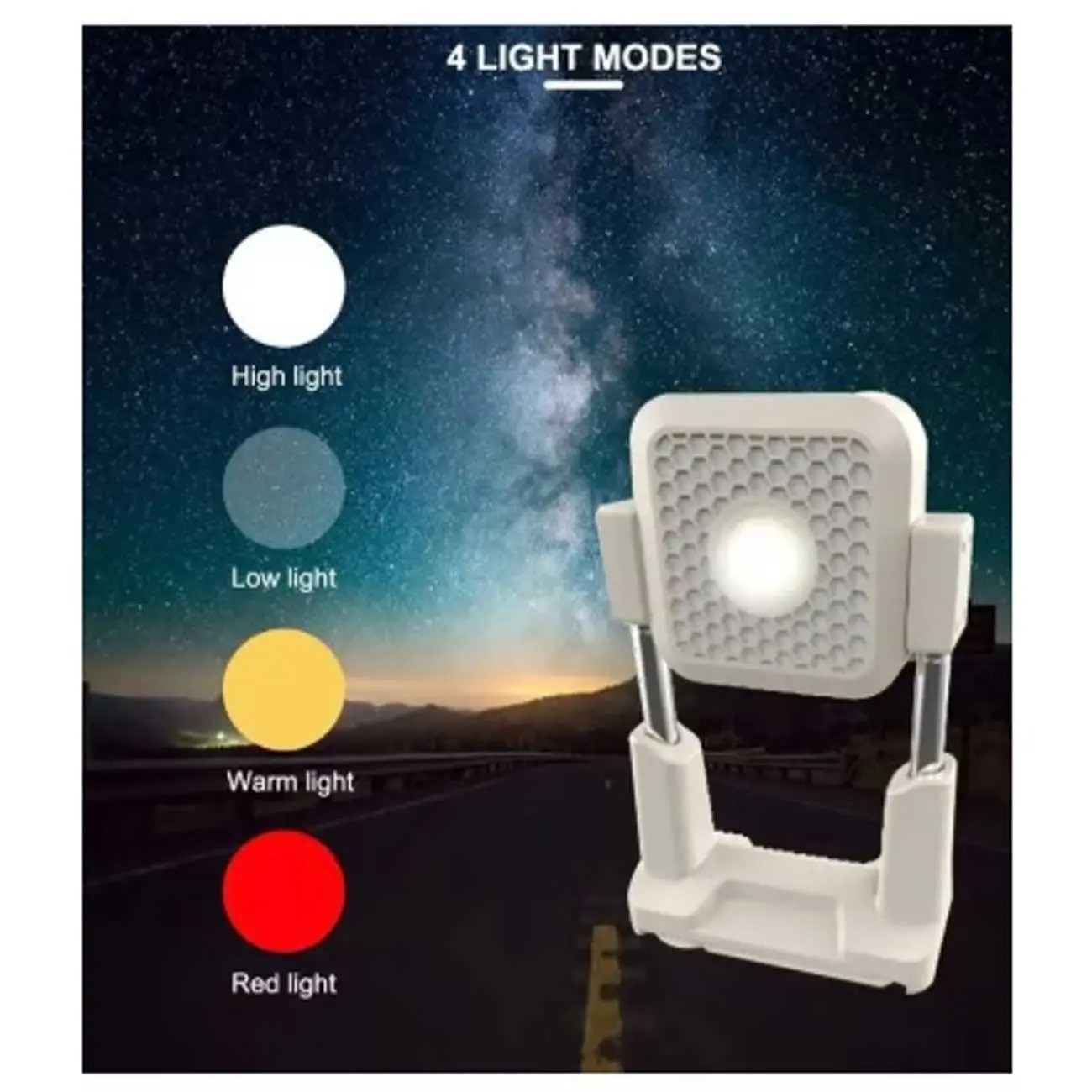 چراغ کمپینگ پایه‌دار شارژی خورشیدی با نور چند رنگ ch-23060-b